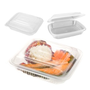 PLASTIC BANDEJA 1000cc TAPA BISAGRA FOOD x 10u (240)